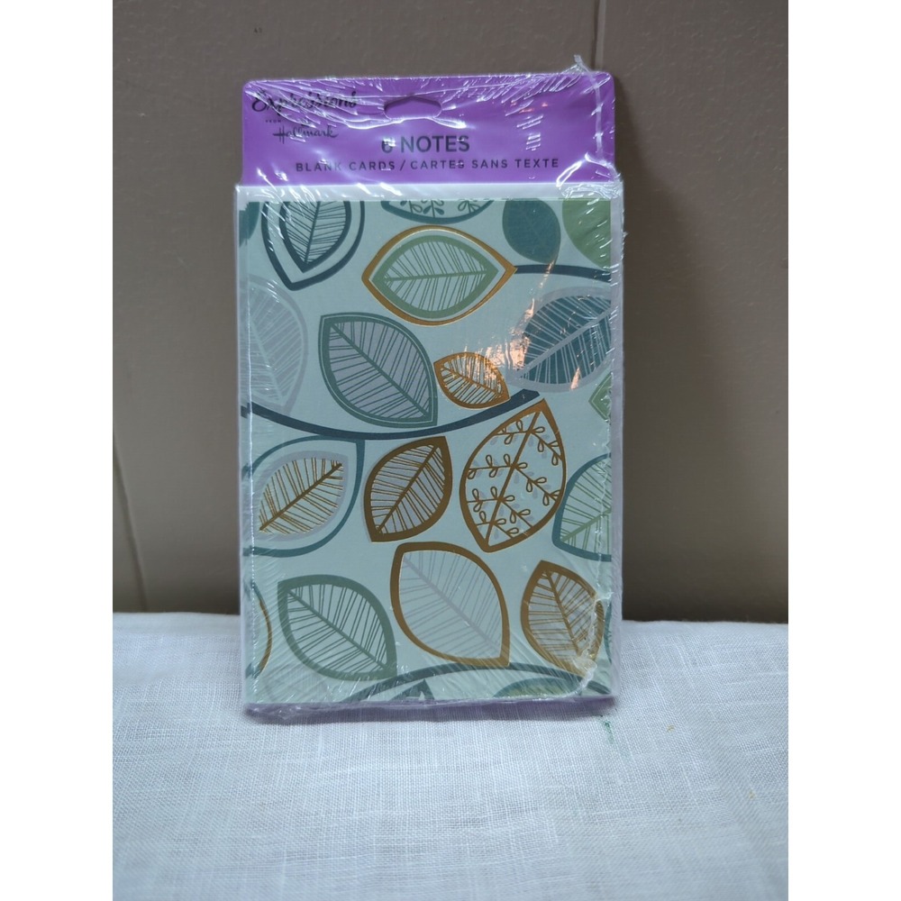 6 Blank Cards - Leaf Pattern - Expressions by Hallmark - Picture 1 of 1